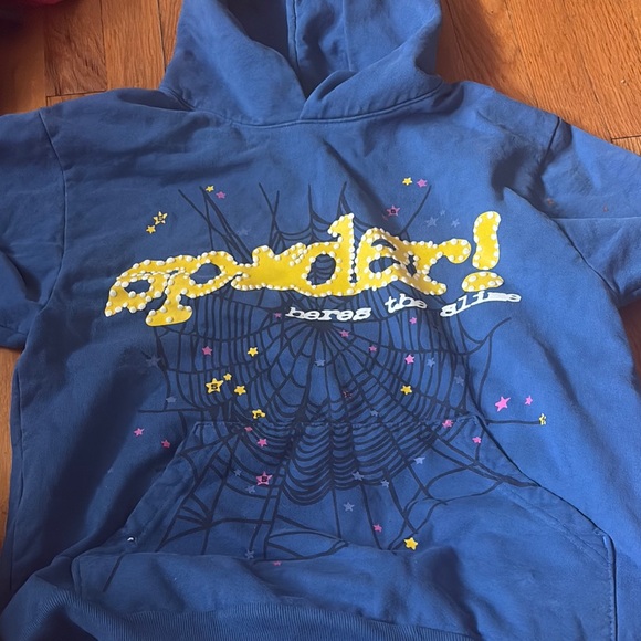 Blue and Yellow Sp5der Tc hoodie
